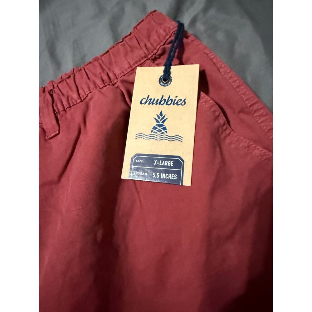 NWT Chubbies Stretch Twill Flat Front Pull On Elastic Shorts Red XL 5.5” Inseam - Picture 4 of 6